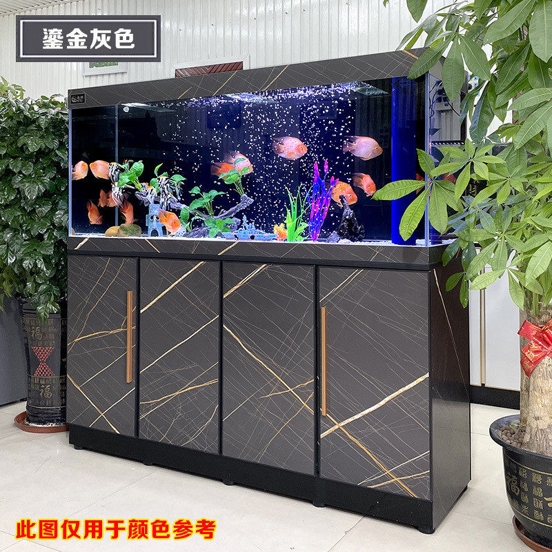 家用鱼缸客厅中大型新款下过滤超白玻璃免换水水族箱屏风隔断玄关