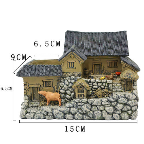创意多肉复古中式老房子模型花盆造景微景观小摆件绿植盆栽装饰品