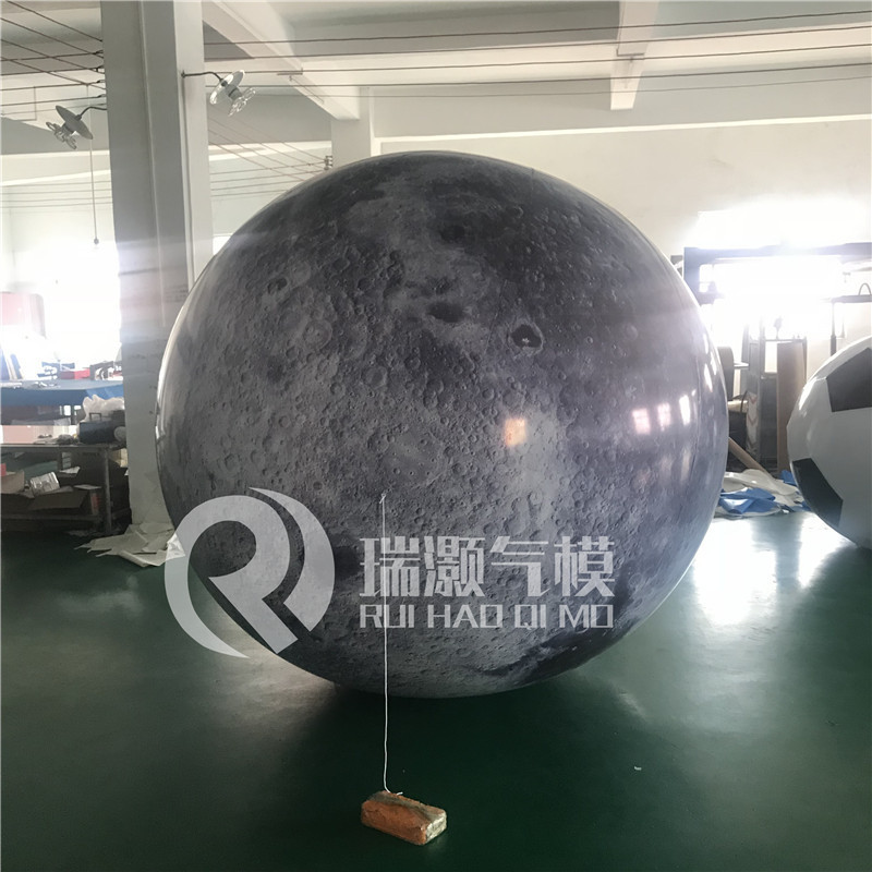 中秋节装饰道具充气月球气模大月亮发光模型升空九大行星气球商场