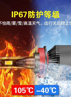 热销汽车led大灯两根驱动3570灯珠外置铜管散热超亮h4h7h11汽车大