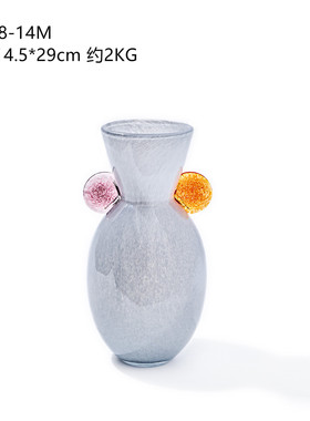 厂家直销创意高级瓶彩色双耳玻璃花瓶酒店软装家居台面装饰艺术灰