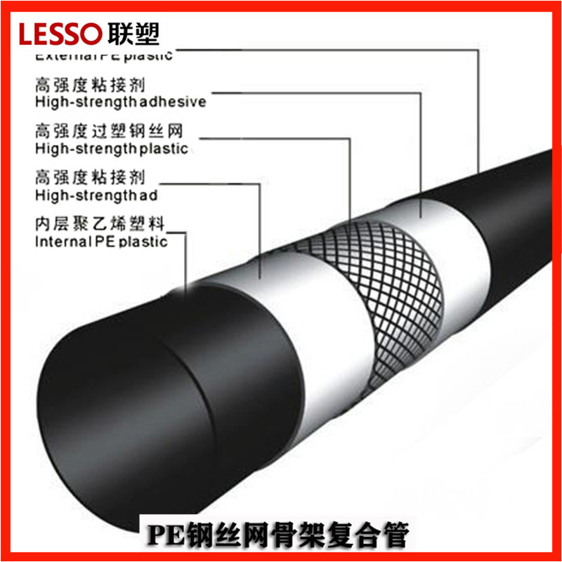 联塑聚乙烯骨架pe钢丝网复合管市政pe塑料给水管批发
