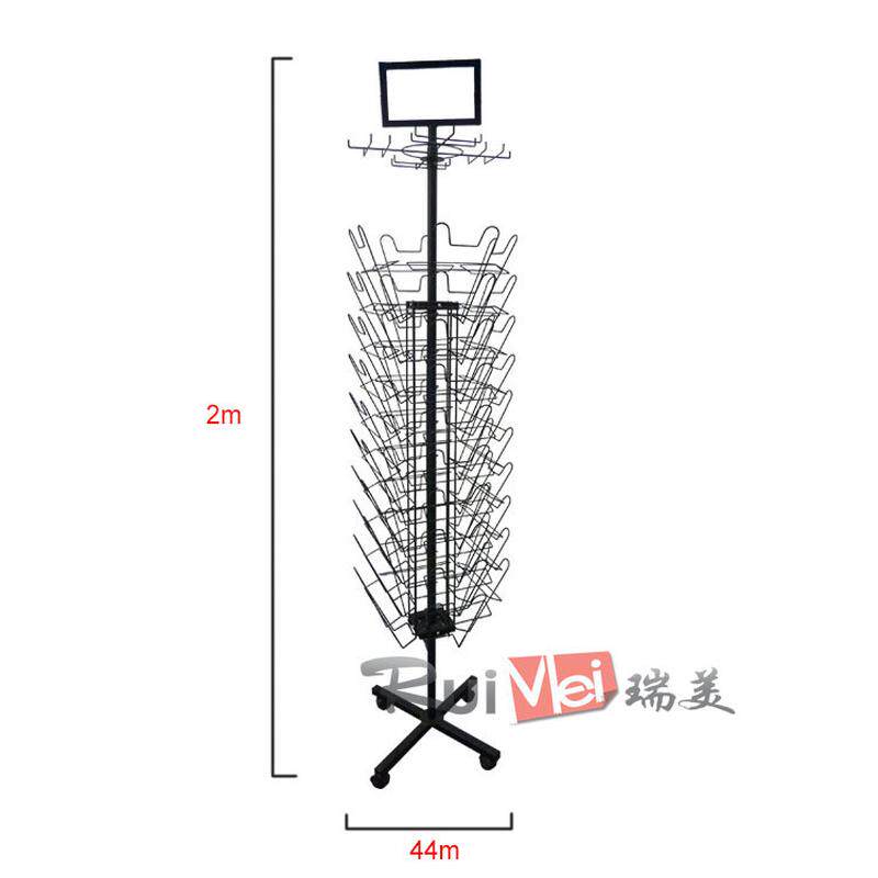 加工生产落地旋转铁展架卡片贴纸架书报口袋壁纸收纳展示架批发