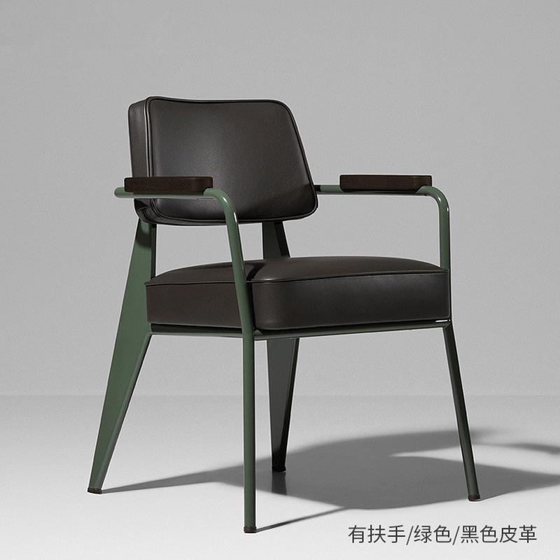 北欧软垫餐椅家用靠背椅网红铁艺美式餐厅咖啡厅意餐桌扶手式椅子