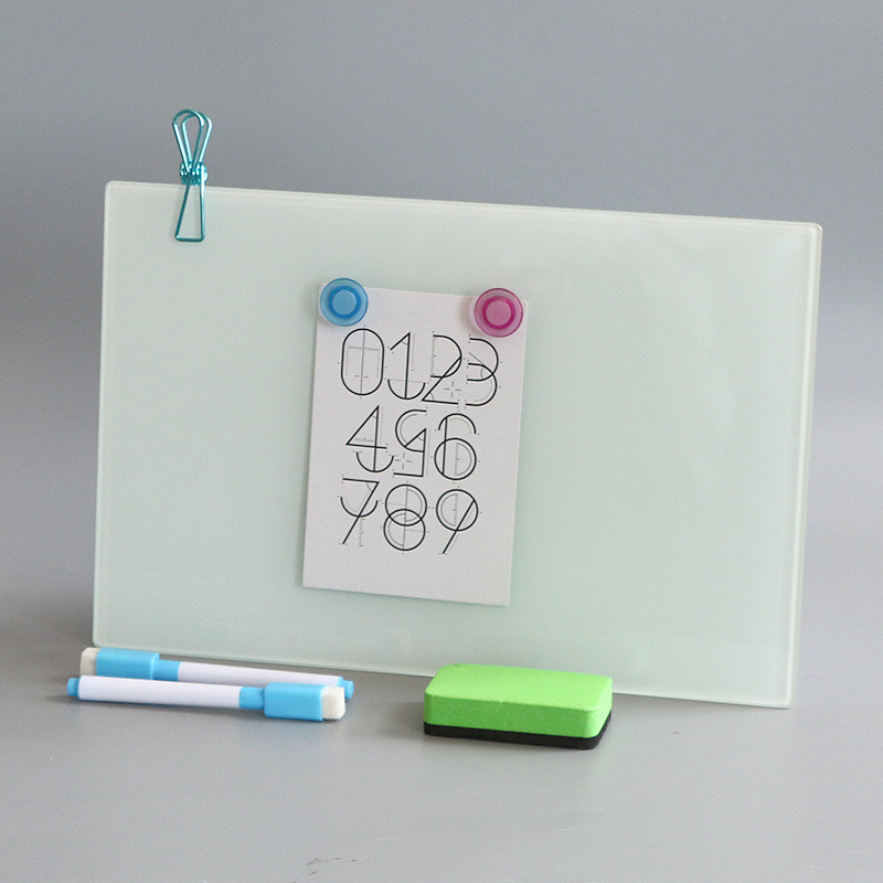 桌面记事板小白板留言板会议办公便签钢化玻璃白板支架式写字板