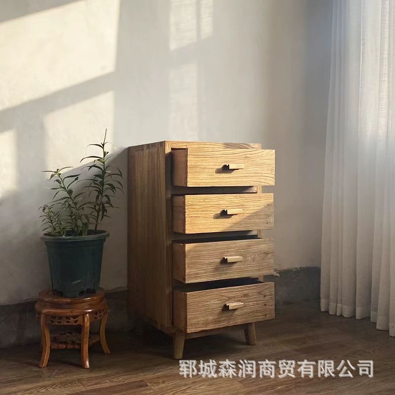 热销家用斗柜老榆木进门玄关组合收纳柜家用卧室床头柜榆木沙发边