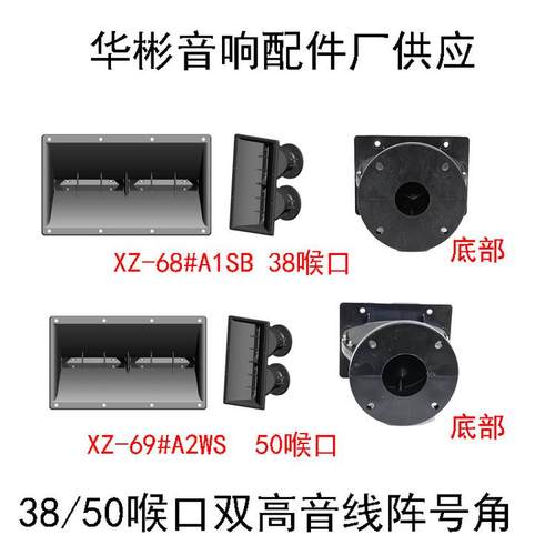 供应舞台音箱配件线阵工塑号角双孔塑钢75芯100芯双高音线阵