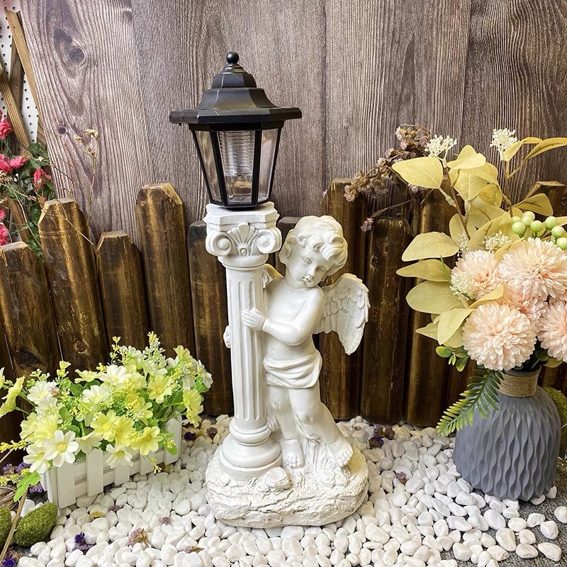 太阳能灯仿古大门口天使灯户外庭院罗马柱欧式摆件花园阳台景观灯