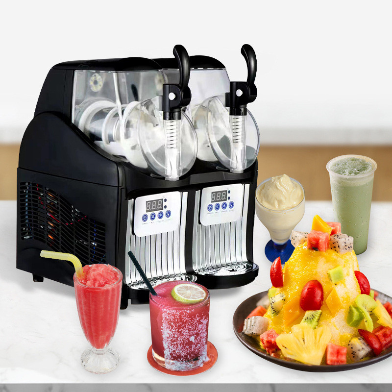 雪融机商用果汁搅拌不锈钢自动冰沙机奶茶冷饮店双缸沙冰机雪泥机