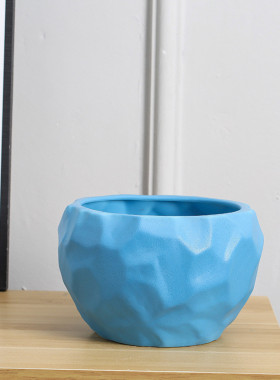 轻奢陶瓷花瓶花盆莫软装几何蓝色客房玄关创意家居兰迪饰品摆件