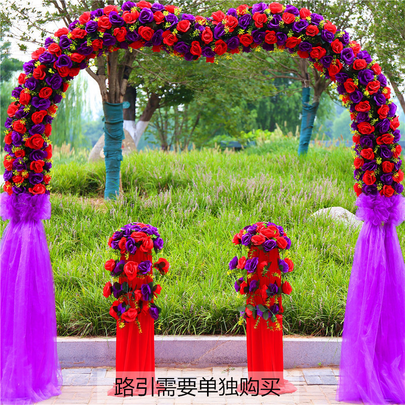 庆花门绢花拱门新款开业店婚庆活动拱门结婚拱门装饰婚礼布置花架