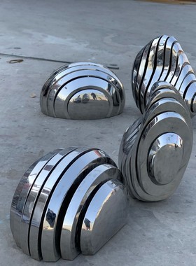 不锈钢水滴雕塑几何块面石头白钢鹅卵石景观造型户外金属摆件草坪