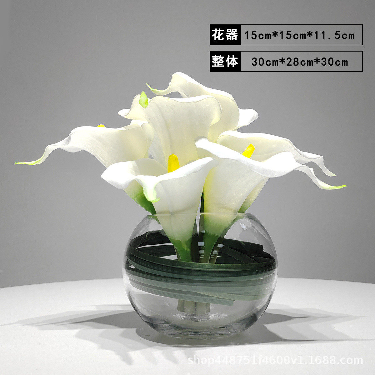 仿真马蹄莲花艺玻璃花器摆件家居客厅桌饰品仿真花套装样板房客厅