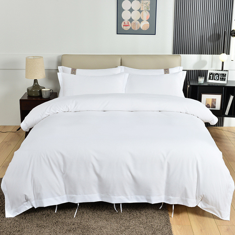 宾馆酒店布草民宿四纯白色客栈客房专用床上用品加厚件套床单被套