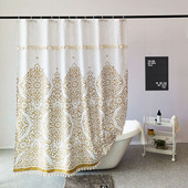 源头工厂流苏英伦新款 酒店防水加厚浴室简约浴帘卫 印花欧式