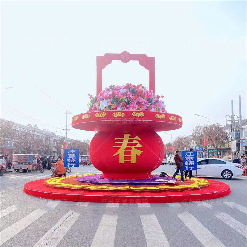 仿真花篮造型雕塑绿雕植物绿雕动物雕塑公园室外立体雕工草景观艺