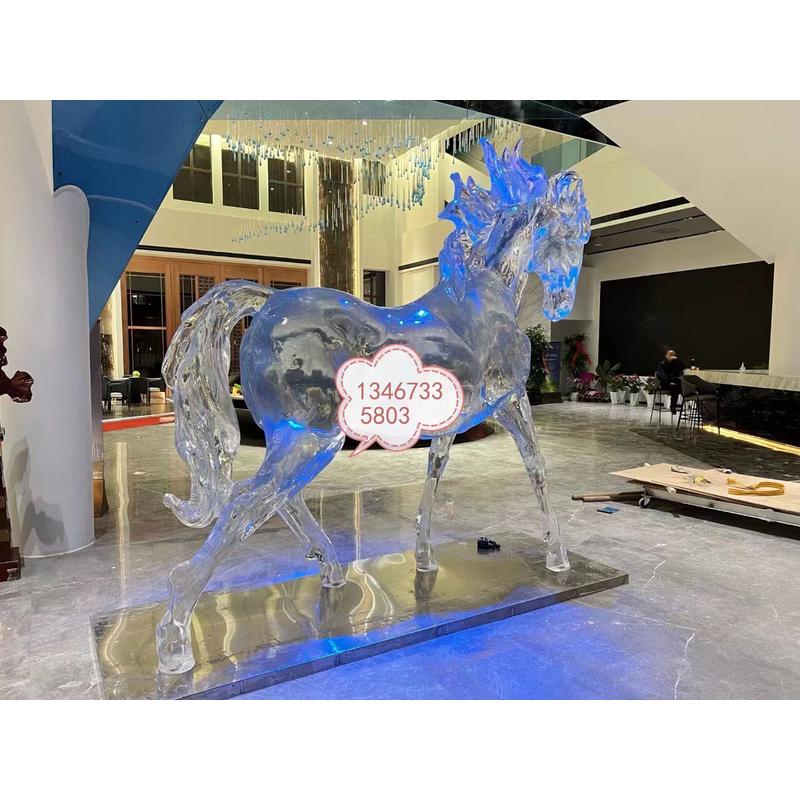 进口透明树脂雕塑创意艺术晶摆件酒店玄关户外大型铂工艺品定制