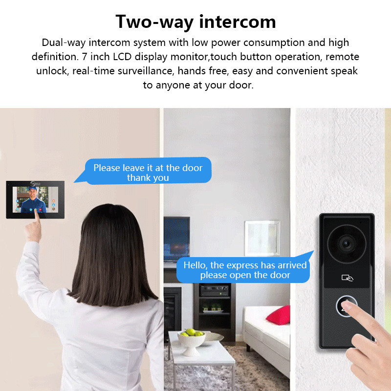 热销anjielo2线高清双向语音无线可视门铃触摸屏解锁拍照监控智能