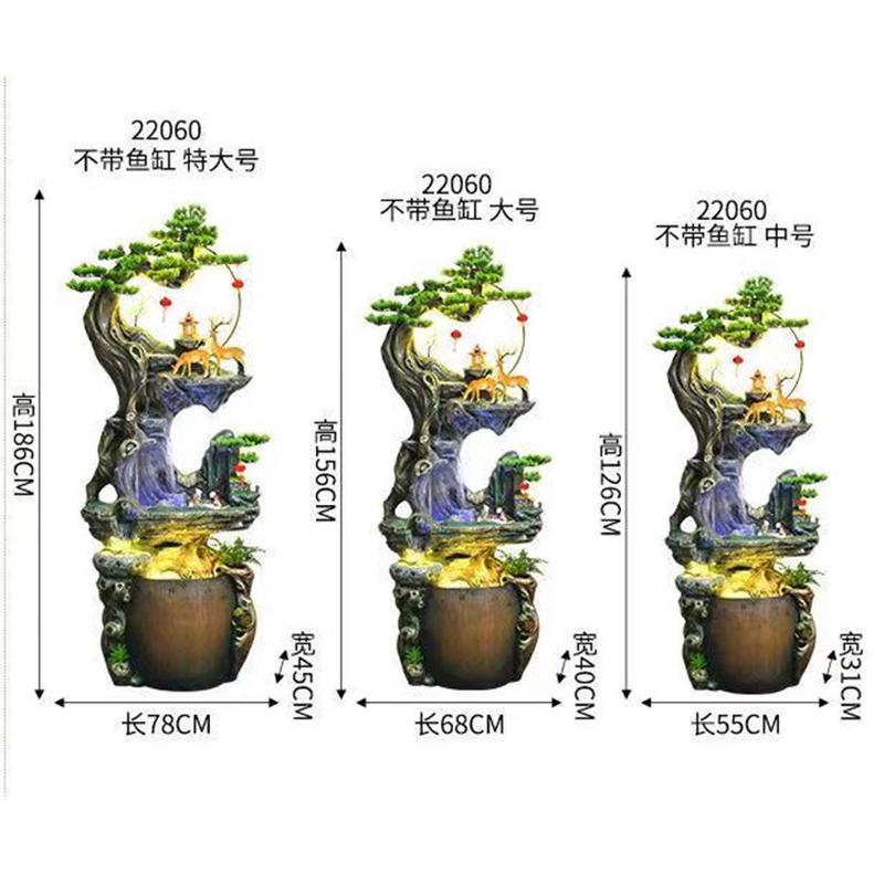 水幕墙假山喷泉流水摆件玄关办公茶室客厅鱼缸别墅落地生财水景观