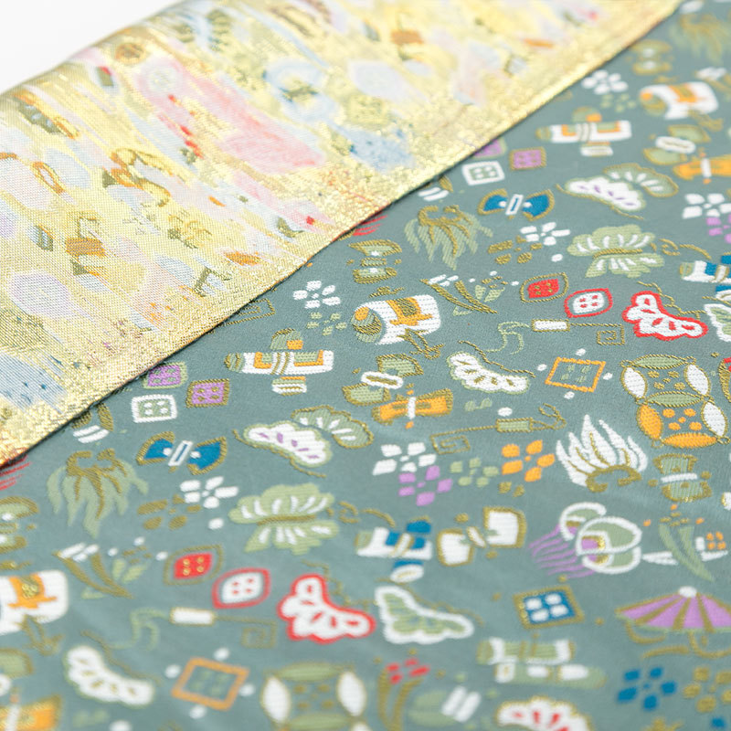 八宝锦缎提花金皮儿童年衣口金包手帐荼布料荷包西阵织金澜垫