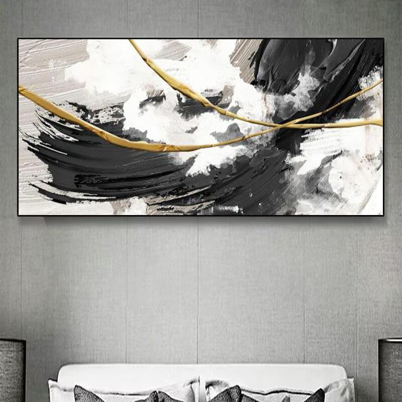 纯手绘油画现代简约客厅装饰画沙发背景墙横版挂画床头壁画肌理画,家居饰品,现代装饰画,淘宝优惠券,粉丝福利购,淘宝优惠卷