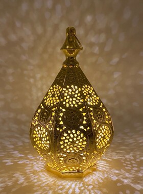 新品卧室客厅灯饰氛围欧式台灯家居电镀镂空铁艺装饰简约摆件