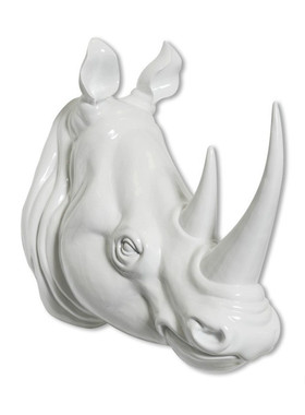 欧式家居仿真写实动物犀牛头创意餐厅树脂风格复古工艺品壁挂