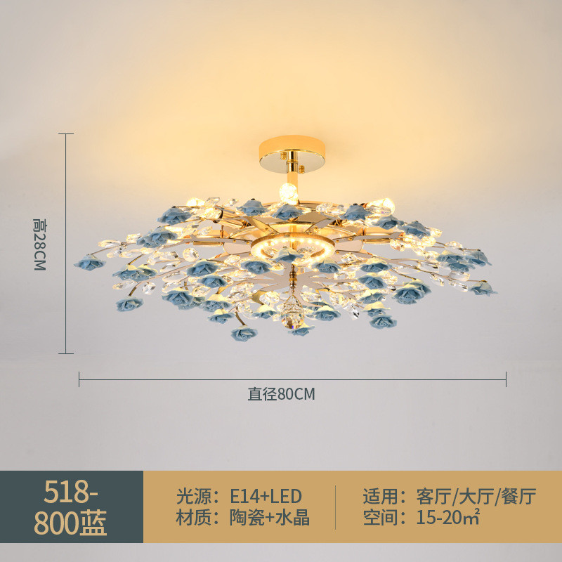 欧式吊灯客厅灯别墅豪华宫廷大厅灯浪漫主卧室法式水晶灯陶瓷吊灯