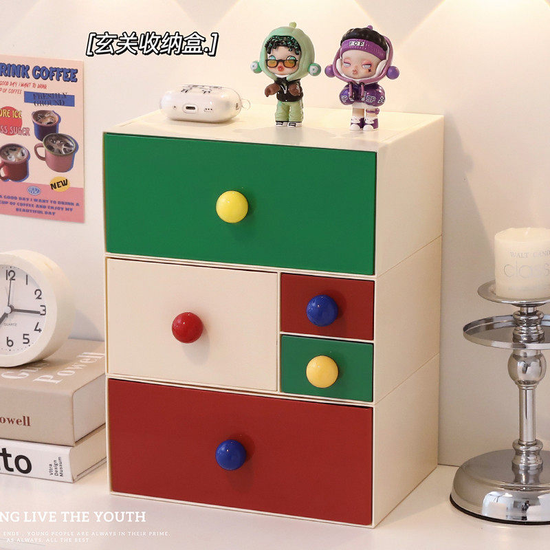 入户玄关收纳盒摆件抽屉式桌面杂物整理神器多巴胺书桌置物架,家居饰品,桌面摆件,淘宝优惠券,粉丝福利购,淘宝优惠卷