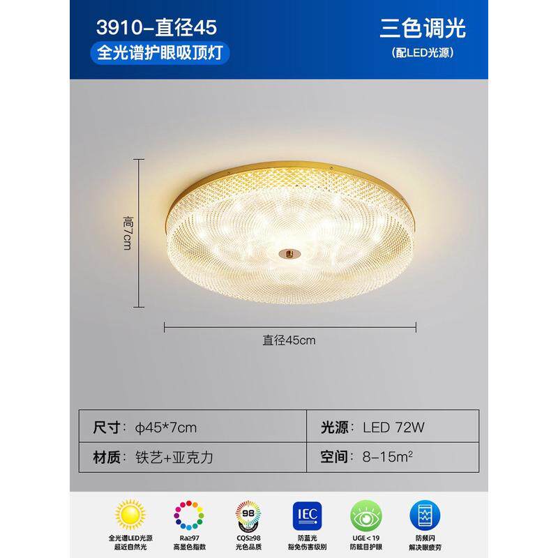轻奢吸顶灯主卧室房间灯现代简约大气网红灯温馨浪漫led书房灯具