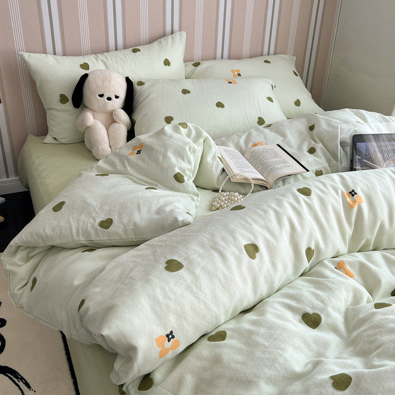 A类超柔双层纱纯棉四件套小清新全棉床单被套三件套春夏床上用品4