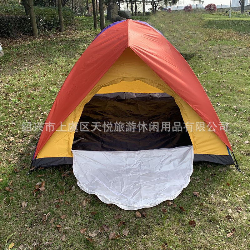 双层帐篷露营手动普通2-3人3-4人防水拼色一居室户外野营帐篷