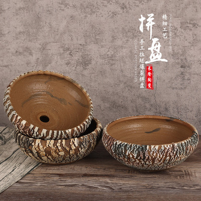 景德镇陶瓷花盆花盆拉坯爆裂拼盘透气粗陶盆大方口流釉多肉盆手工