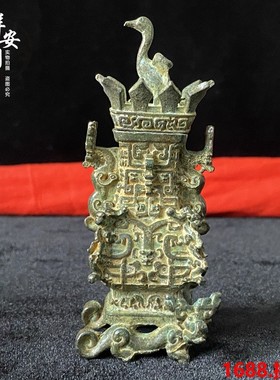 仿古春秋客厅装饰品摆件汉青铜莲鹤方壶家家居办公室战古玩收藏