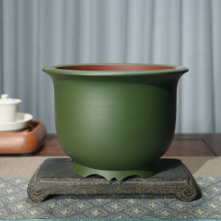 紫砂花盆粉浆绿泥兰花盆金钟盆室内仿古民国风古典花卉盆栽觅陶乡