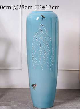 新中式手绘陶瓷落地大花瓶景德镇陶瓷家居落地花瓶客厅装饰摆件