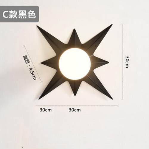 北欧创意壁灯金色太阳款个性卧室床头客厅背景墙过道铁艺鹿角壁灯