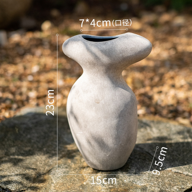 摆件寂风陶瓷花瓶花器复古红陶艺术粗陶侘干花插花装饰品民宿