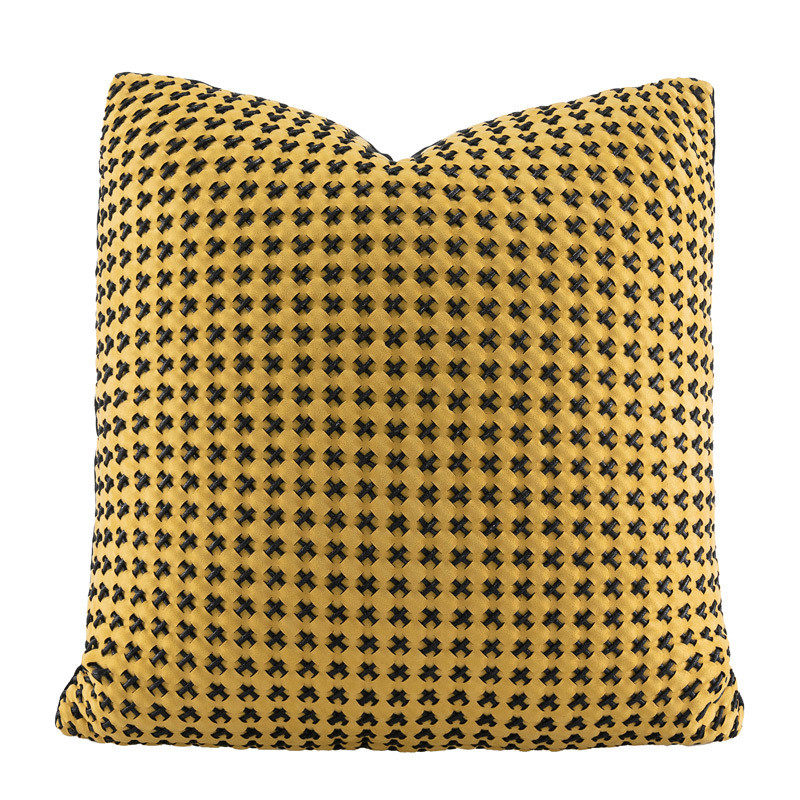 现代简约手工编织交叉线穿绳亮黄色抱枕样板间儿童房软装床品靠垫,居家布艺,靠垫/抱枕,淘宝优惠券,粉丝福利购,淘宝优惠卷