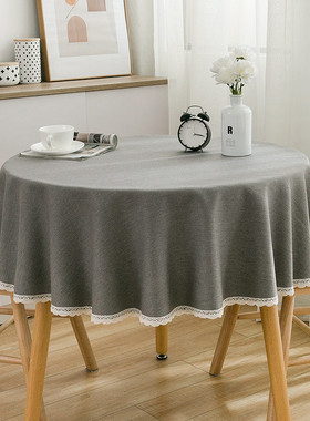 10n会议纯色圆桌布棉麻布艺餐桌布加厚巾定做简约盖圆形大圆桌布