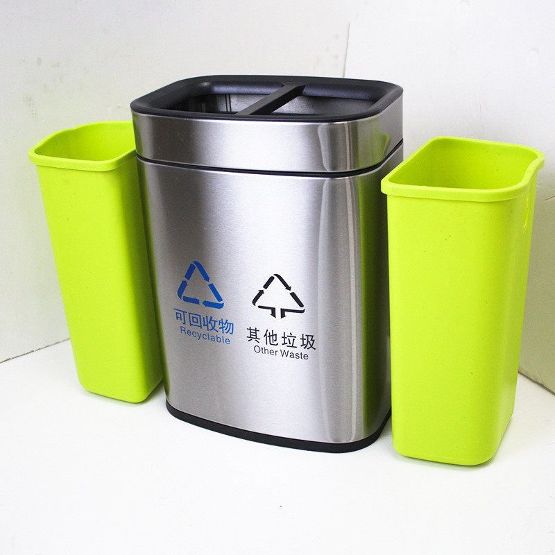 商用长方形圆形大容量垃圾桶带烟灰缸酒店商场楼梯口不锈钢环境桶
