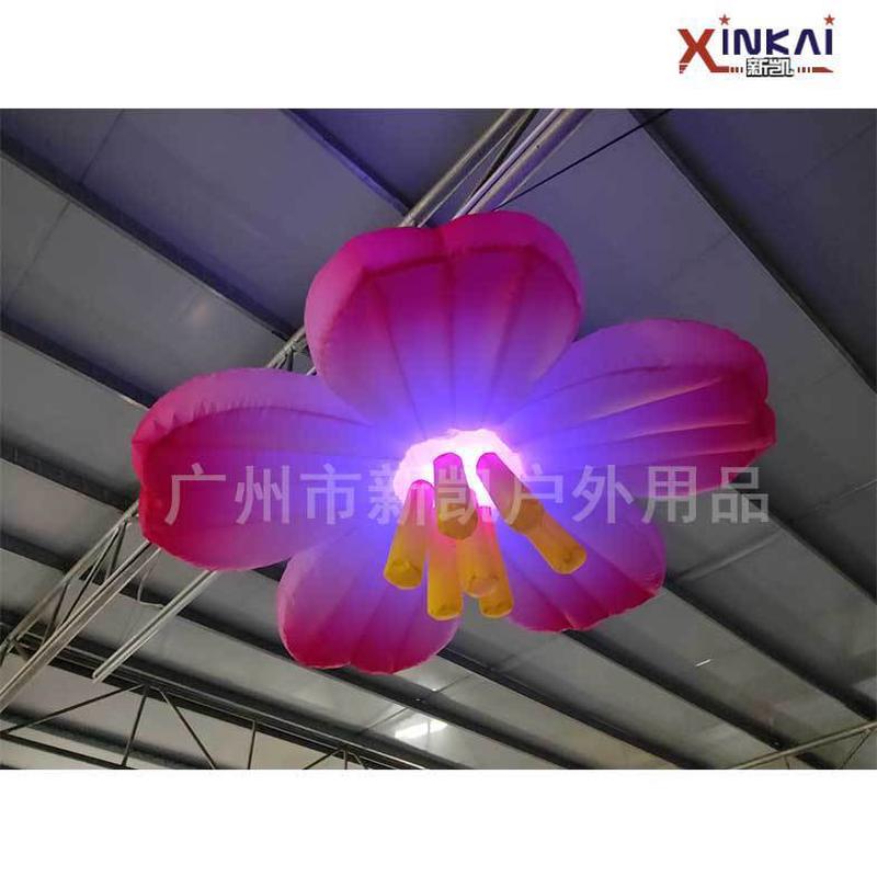 婚礼天花板灯光饰景吊挂花悬挂充气百合花定制派对led花朵
