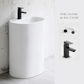 简约方形圆形立柱盆立式 卫生间洗手脸盆家用阳台陶瓷 一体落地式