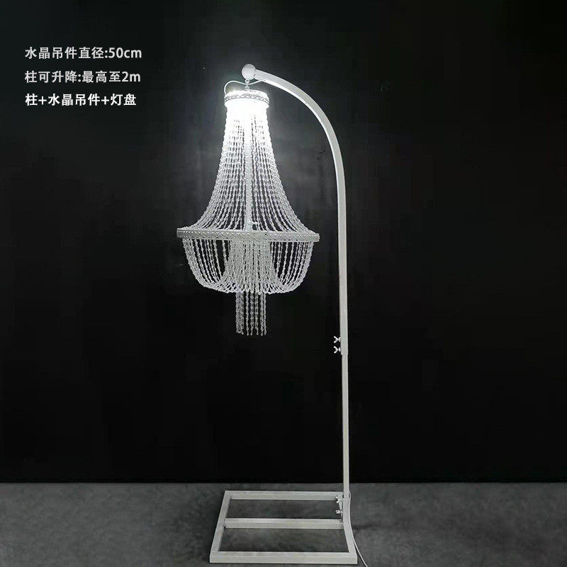 新款婚庆水晶成品圆环铁艺线帘珠帘吊顶圆环装饰婚礼堂套系布置