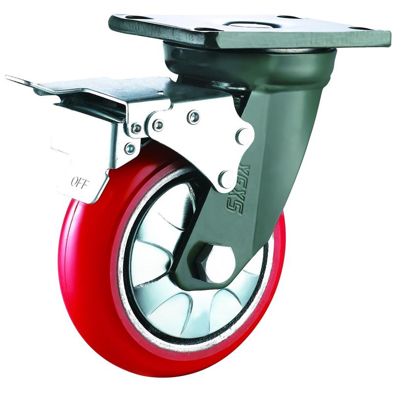 烘漆轮万向聚氨酯刹车4寸5寸6寸8寸超重型脚轮手推车万向轮pu轮带