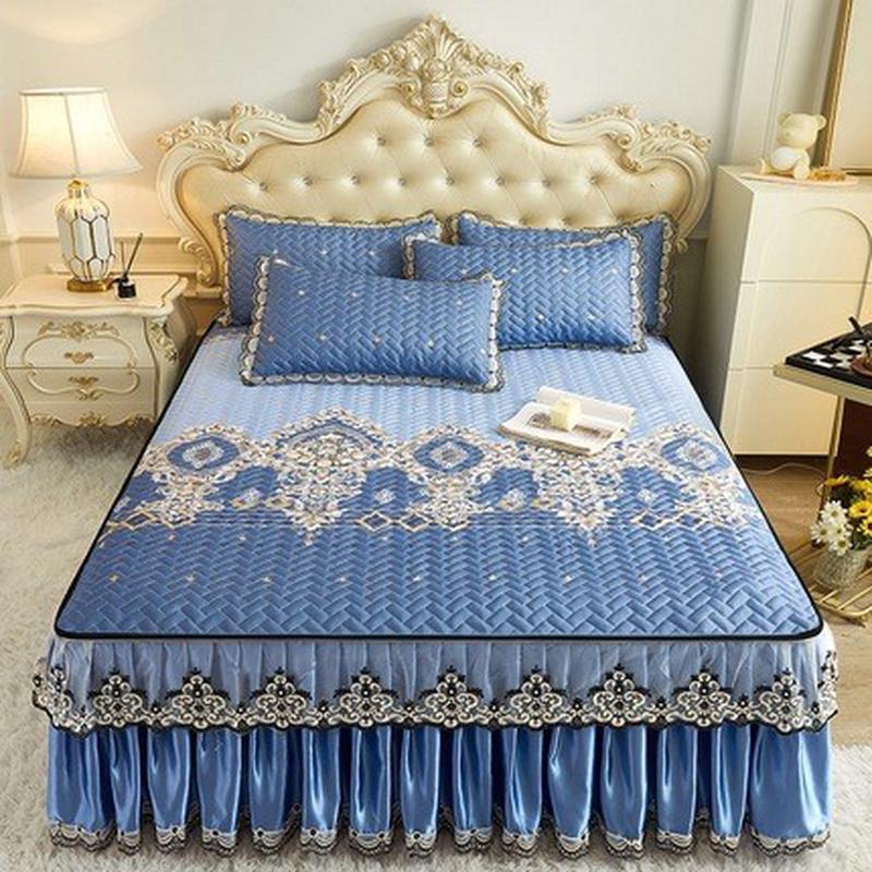 床裙款冰丝凉席三件套夏季1.8m可子洗折叠空调席1.5米2软席水洗机