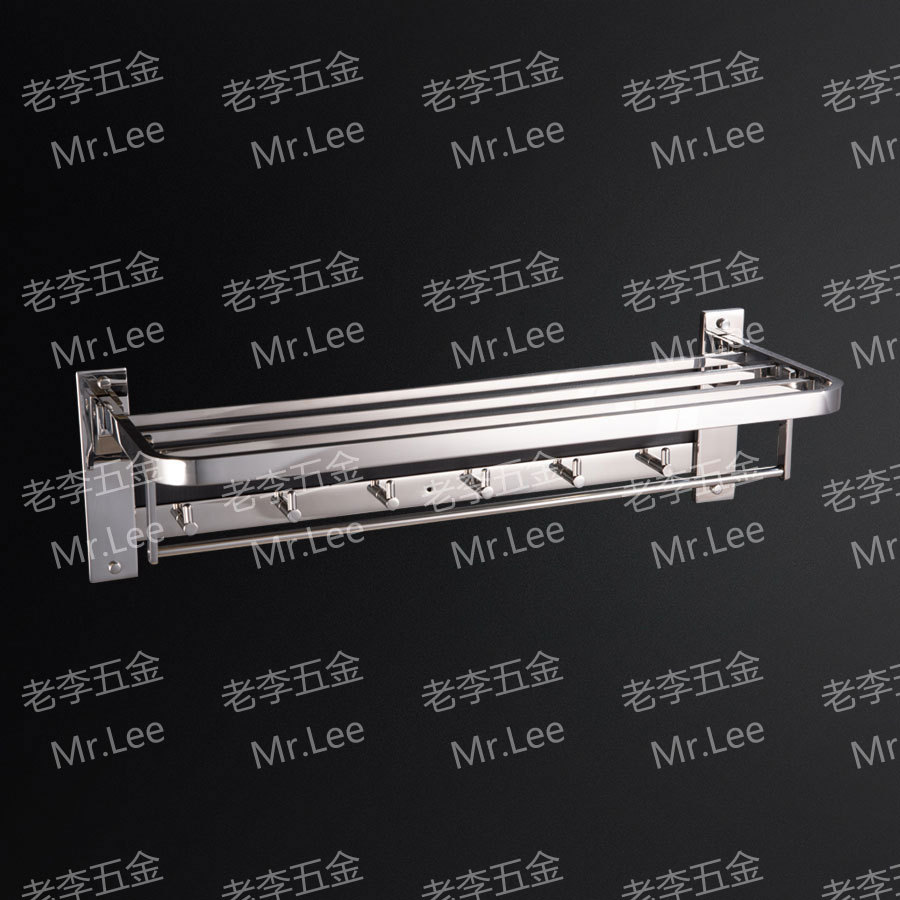 通体304五次抛光 多钩折叠空管毛巾架 50-60cm