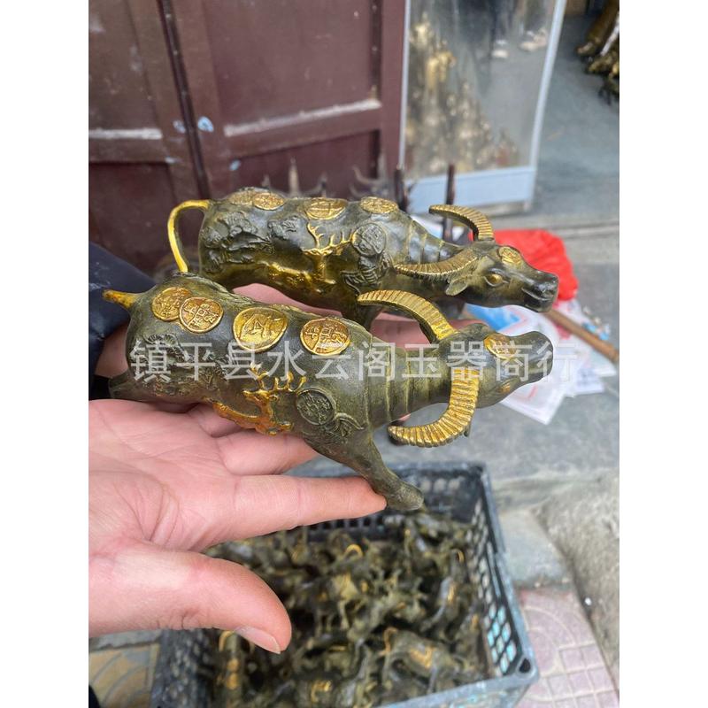 直播货源铜绿铜铜器工艺品摆件牛气冲天金牛生肖牛绣牛博古架摆件