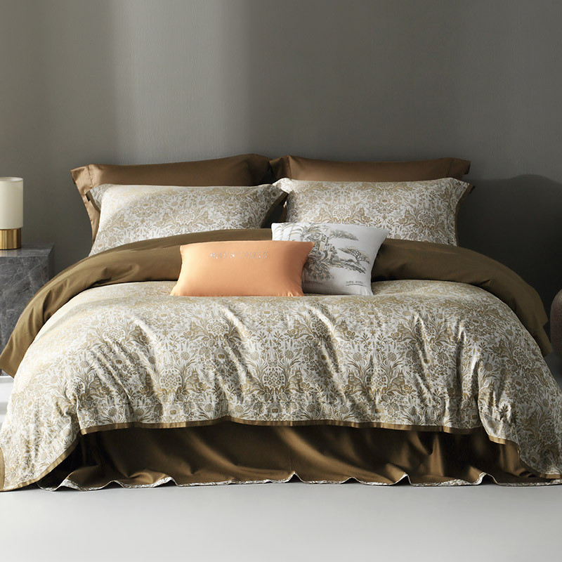 轻奢风100支长绒棉四件套高端数码印花双人全棉被套床上用品1.8m