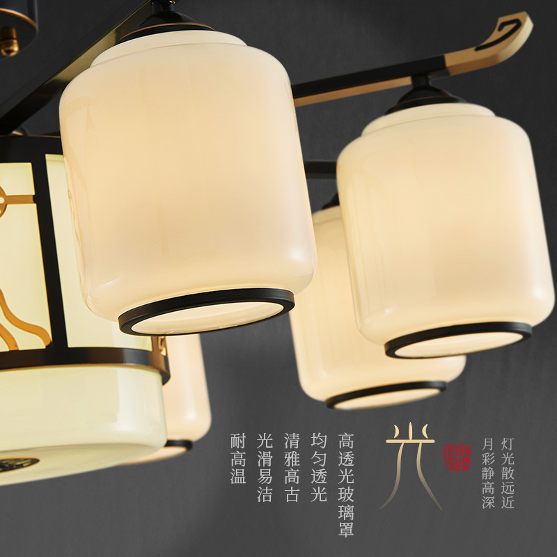 新中式吊灯复式别墅餐厅现代简约餐吊大气家用卧室客厅吸吊两用灯